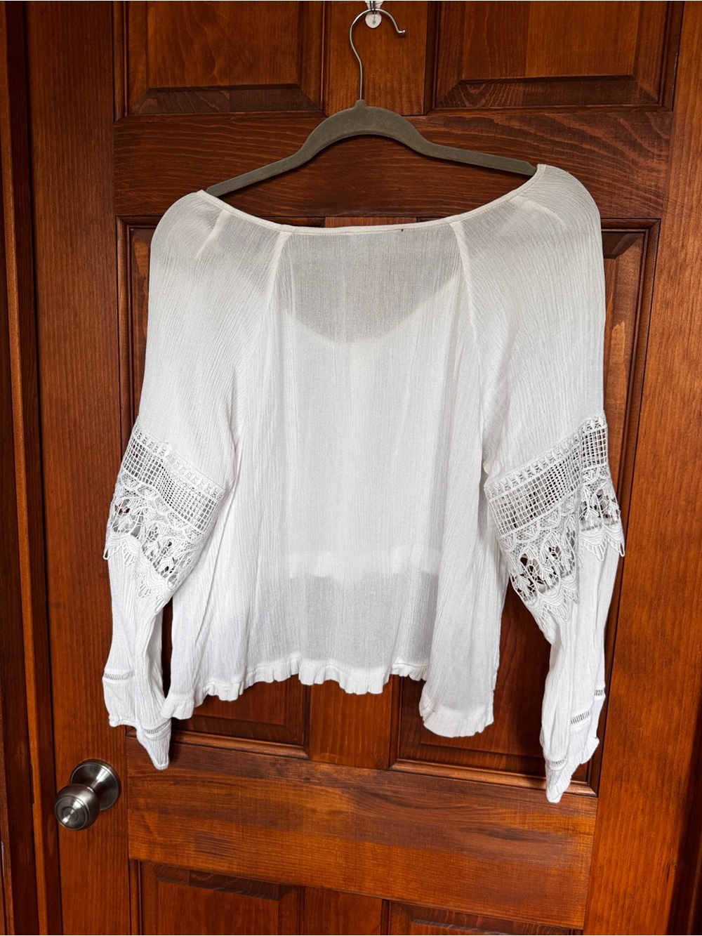 Lulu's White Crochet-Trim Button Front Blouse - Picture 8 of 8